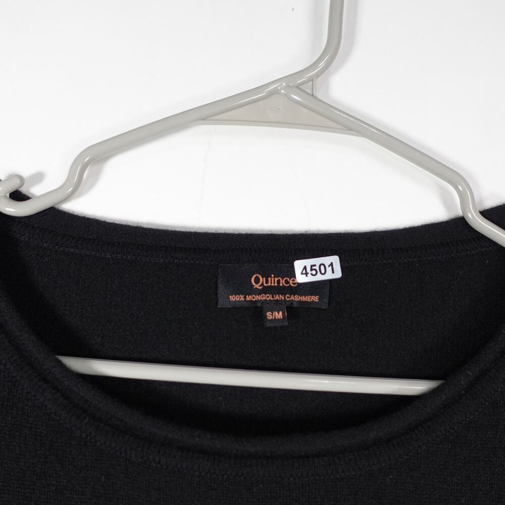EUC Quince Women’s Mongolian Cashmere Batwing Sweater Black Sm/Med Relaxed Fit - Picture 4 of 9